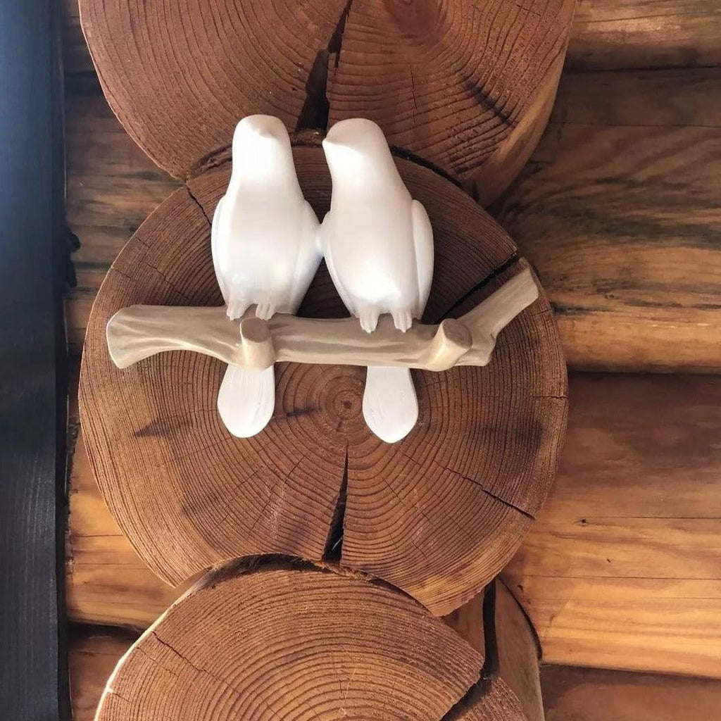 Decorative Bird Wall Hook Rack with Wooden Branch Design