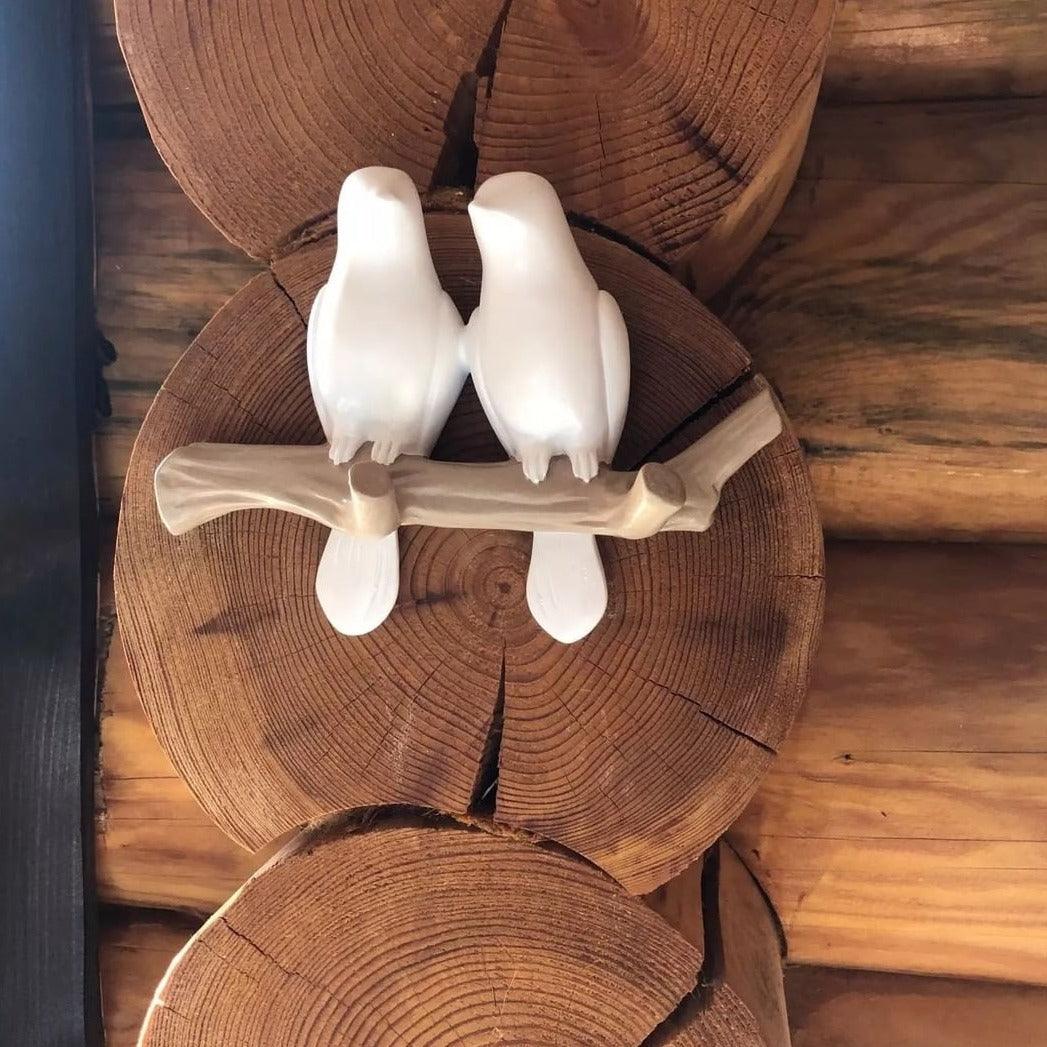 Decorative Bird Wall Hook Rack with Wooden Branch Design