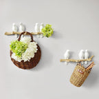 Decorative Bird Wall Hook Rack with Wooden Branch Design