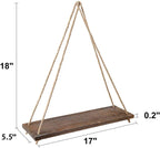 Rustic Wooden Hanging Shelf with Rope – Decorative Wall Swing Shelf