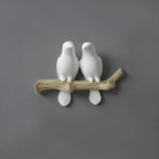 Decorative Bird Wall Hook Rack with Wooden Branch Design