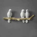Decorative Bird Wall Hook Rack with Wooden Branch Design