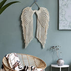 Macrame Wings Wall Hanging with Boho Woven Fringe Design