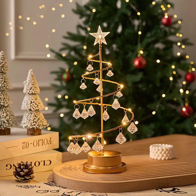 LED Crystal Tree Table Lamp with Spiral Design and USB Power