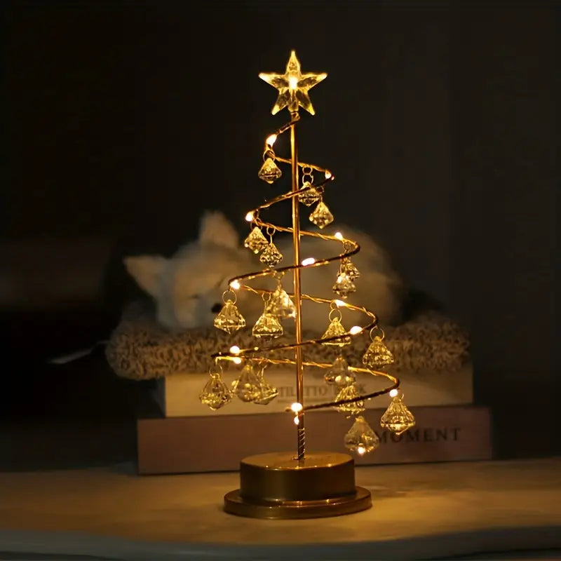 LED Crystal Tree Table Lamp with Spiral Design and USB Power