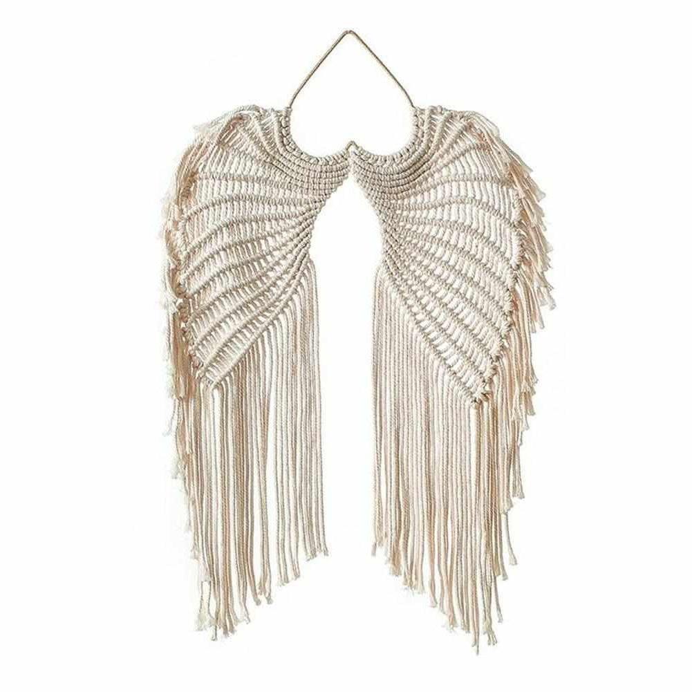 Macrame Wings Wall Hanging with Boho Woven Fringe Design