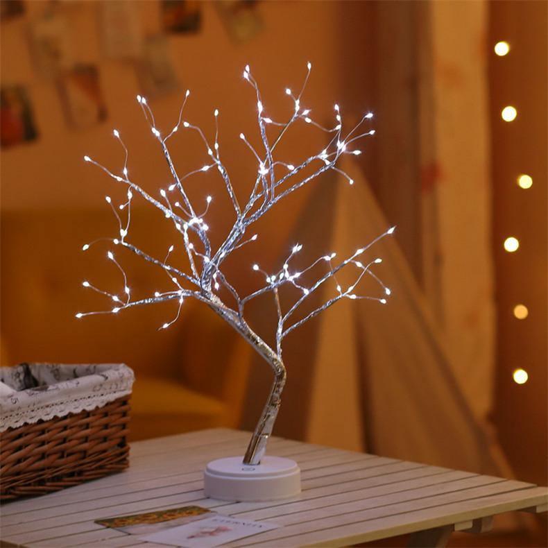 LED Tree Table Lamp with Branch Design and Warm Ambient Light