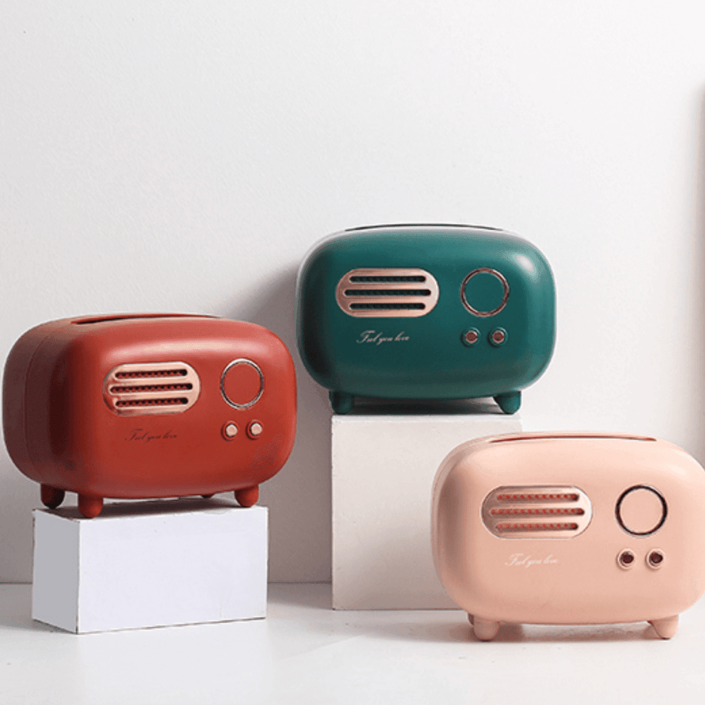 Retro Radio Tissue Box Holder with Desktop Decorative Design