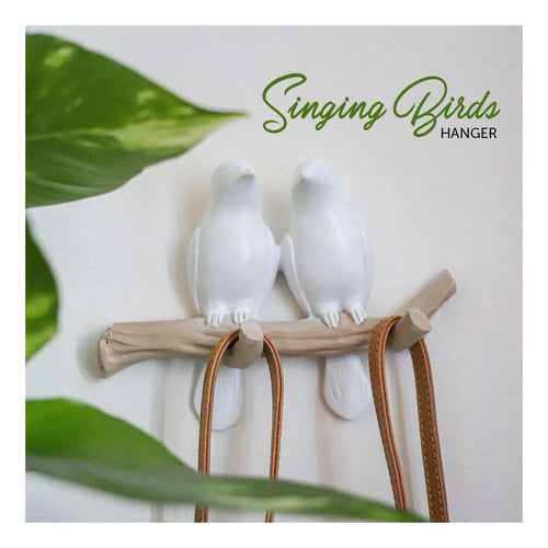 Decorative Bird Wall Hook Rack with Wooden Branch Design