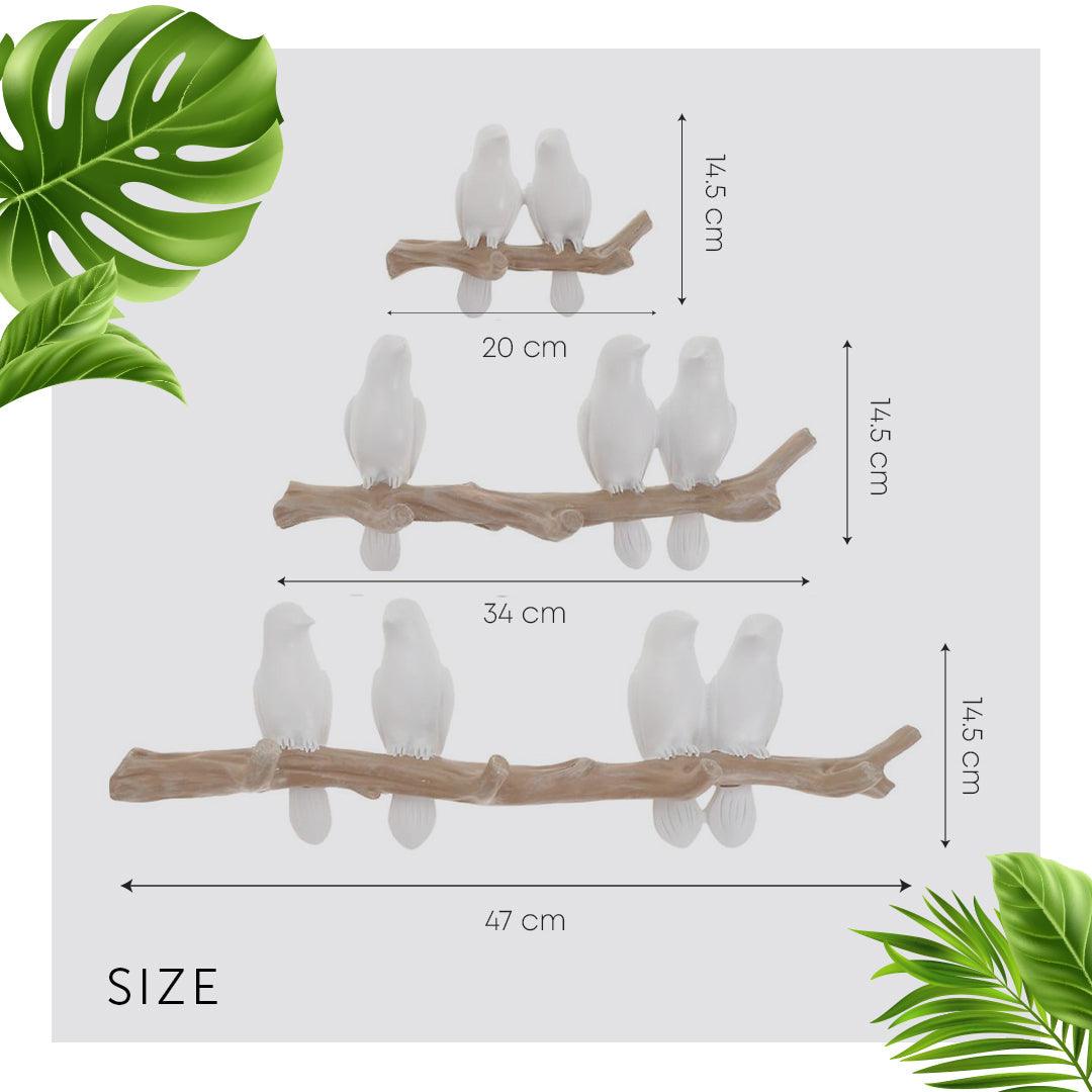 Decorative Bird Wall Hook Rack with Wooden Branch Design