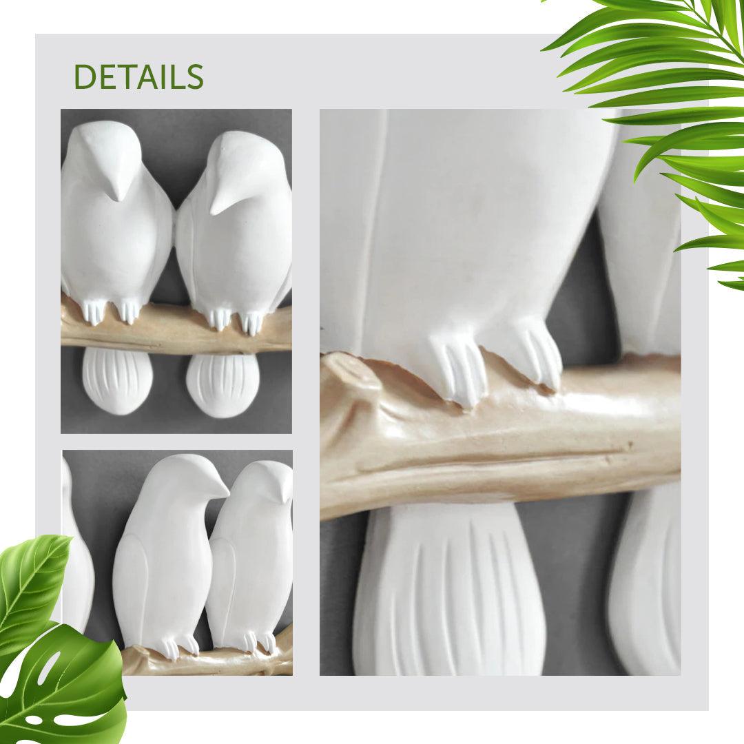 Decorative Bird Wall Hook Rack with Wooden Branch Design