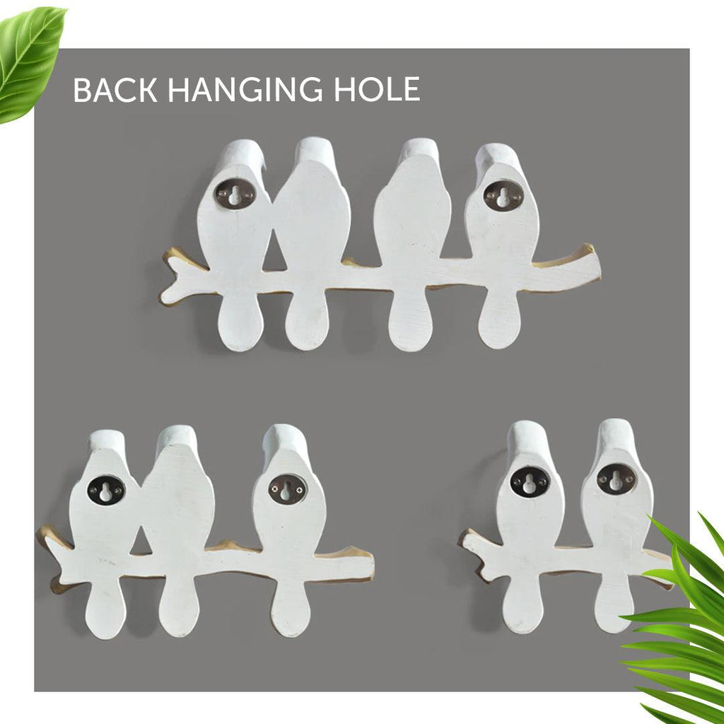 Decorative Bird Wall Hook Rack with Wooden Branch Design