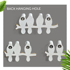 Decorative Bird Wall Hook Rack with Wooden Branch Design