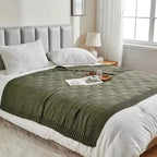 Knitted Throw Blanket with Textured Pattern and Ribbed Edges