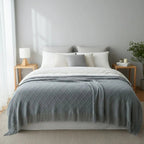 Knit Throw Blanket with Tassel Edges and Soft Textured Design