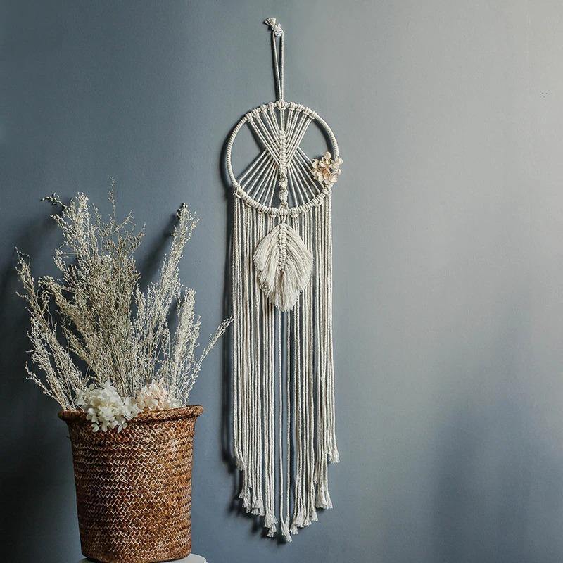 Boho Macrame Wall Hanging Set – Moon, Star & Dreamcatcher Wall Decor