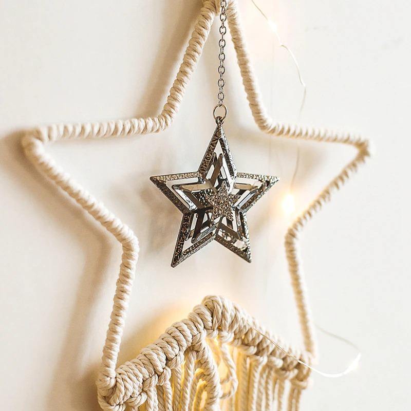 Boho Macrame Wall Hanging Set – Moon, Star & Dreamcatcher Wall Decor