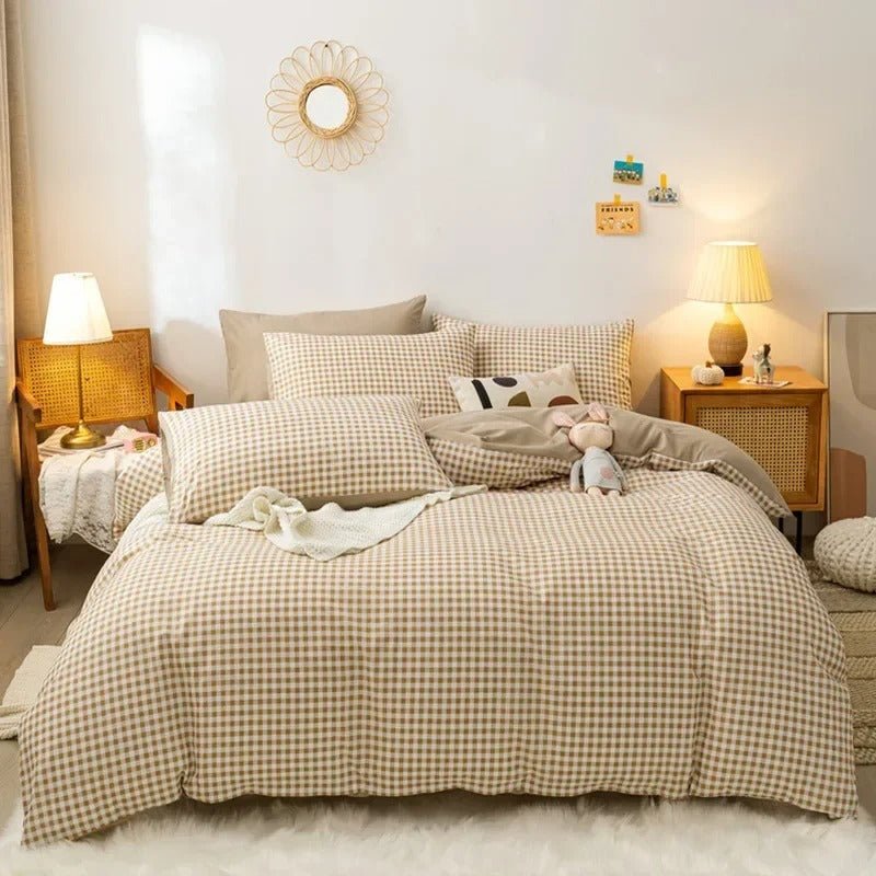 Checkerboard Duvet Cover Bedding Set with Pillowcases for Bedroom