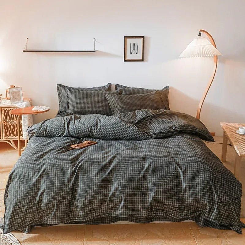 Checkerboard Duvet Cover Bedding Set with Pillowcases for Bedroom