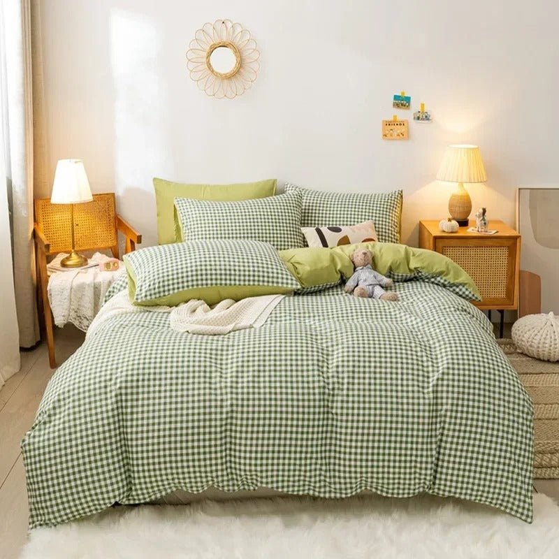 Checkerboard Duvet Cover Bedding Set with Pillowcases for Bedroom