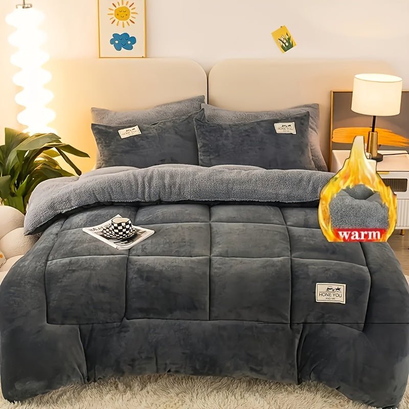 Plush Duvet Cover Bedding Set with Pillowcases for Winter Comfort
