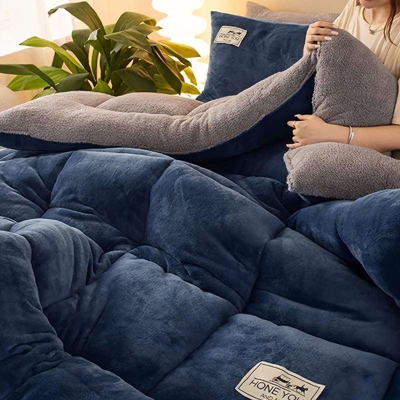 Plush Duvet Cover Bedding Set with Pillowcases for Winter Comfort