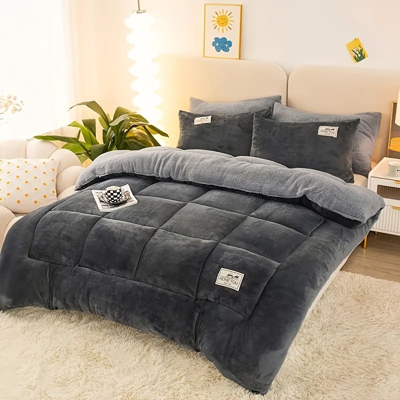 Plush Duvet Cover Bedding Set with Pillowcases for Winter Comfort