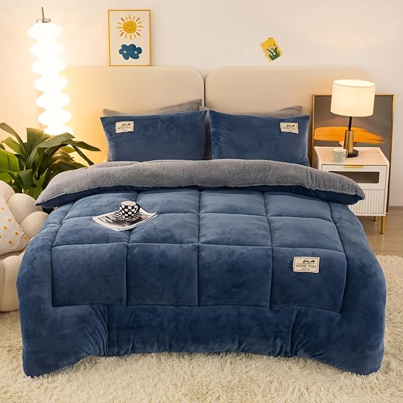 Plush Duvet Cover Bedding Set with Pillowcases for Winter Comfort