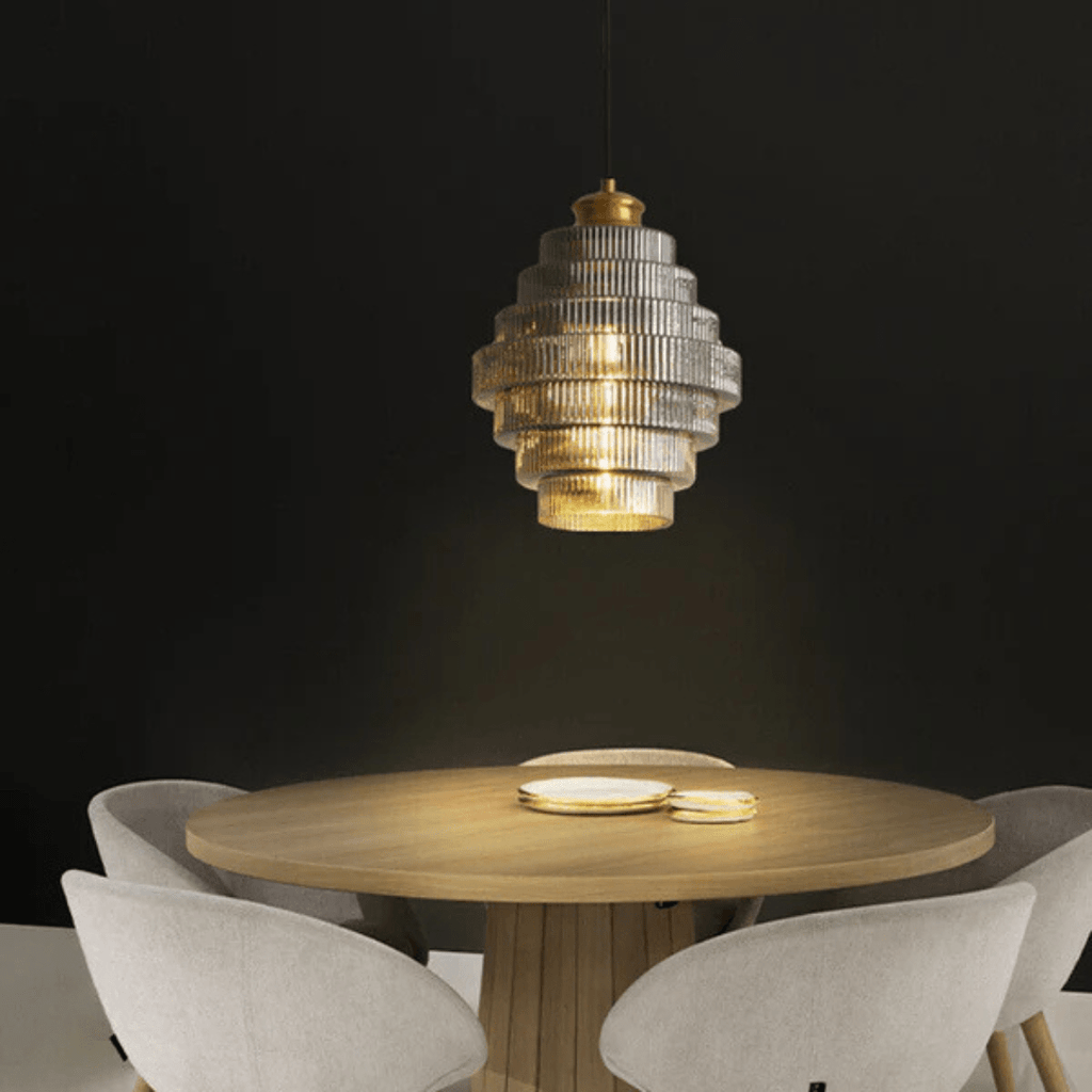 Retro Glass Pendant Light with Layered Shade Design