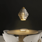 Retro Glass Pendant Light with Layered Shade Design