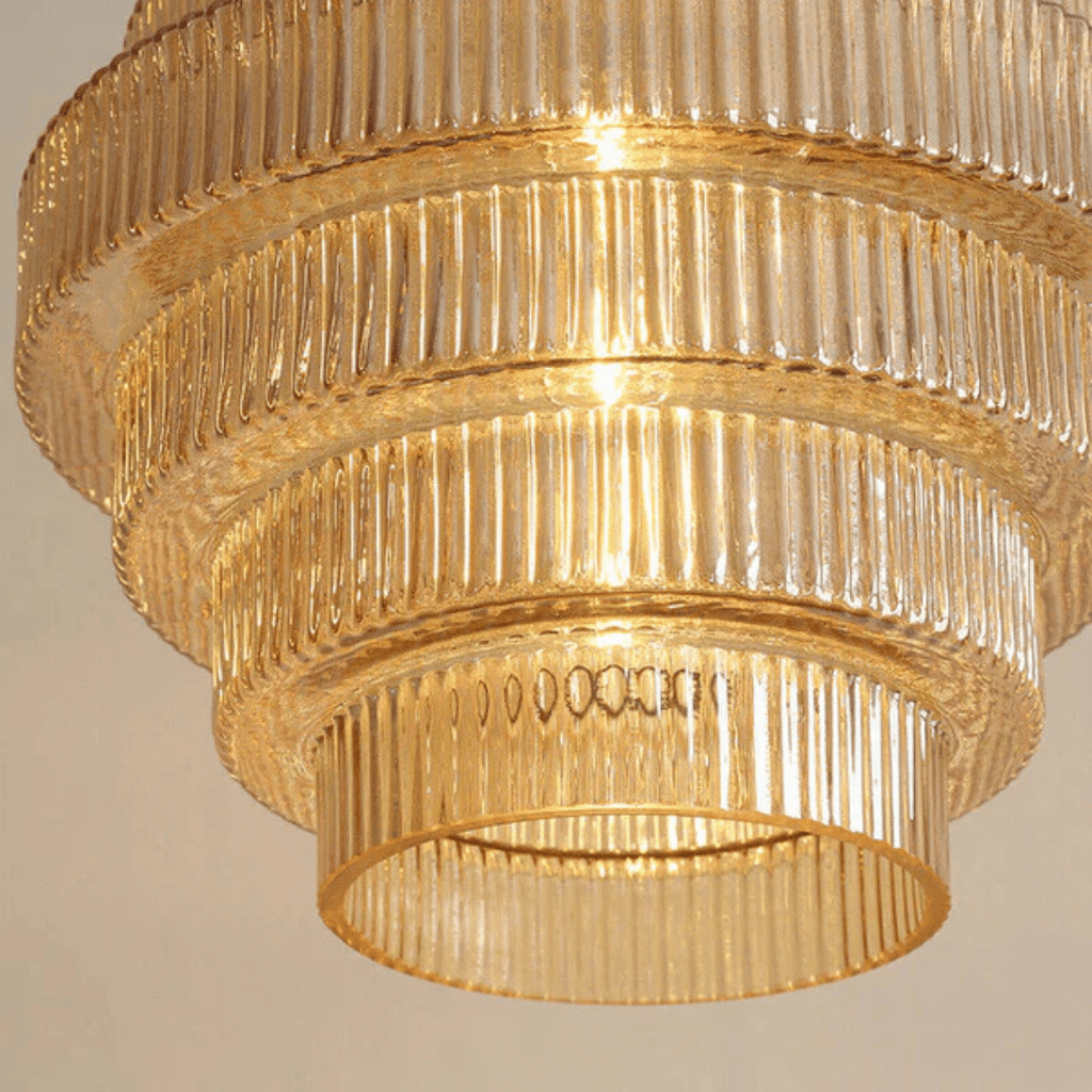 Retro Glass Pendant Light with Layered Shade Design
