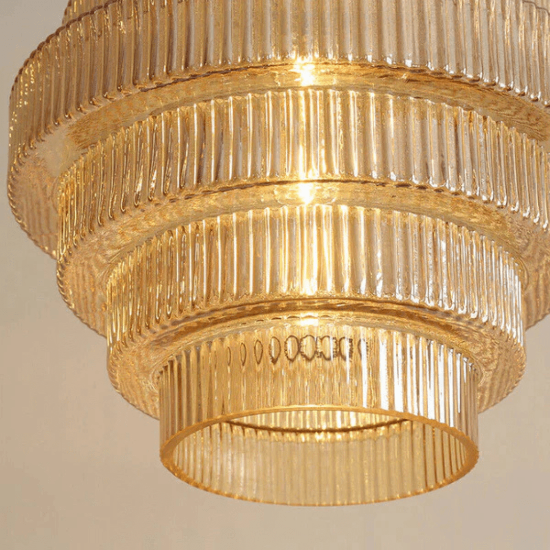 Retro Glass Pendant Light with Layered Shade Design