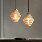 Retro Glass Pendant Light with Layered Shade Design