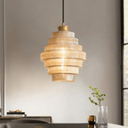 Retro Glass Pendant Light with Layered Shade Design