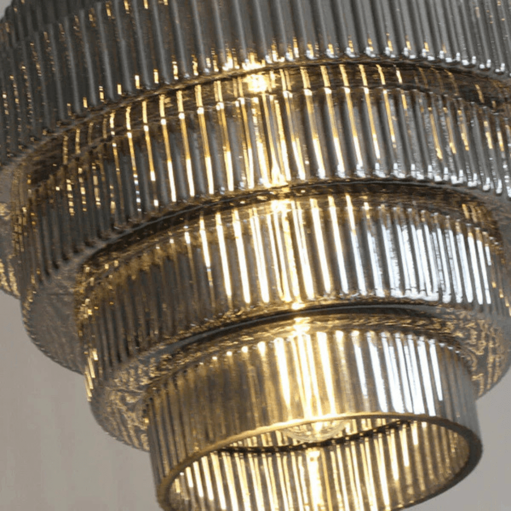 Retro Glass Pendant Light with Layered Shade Design