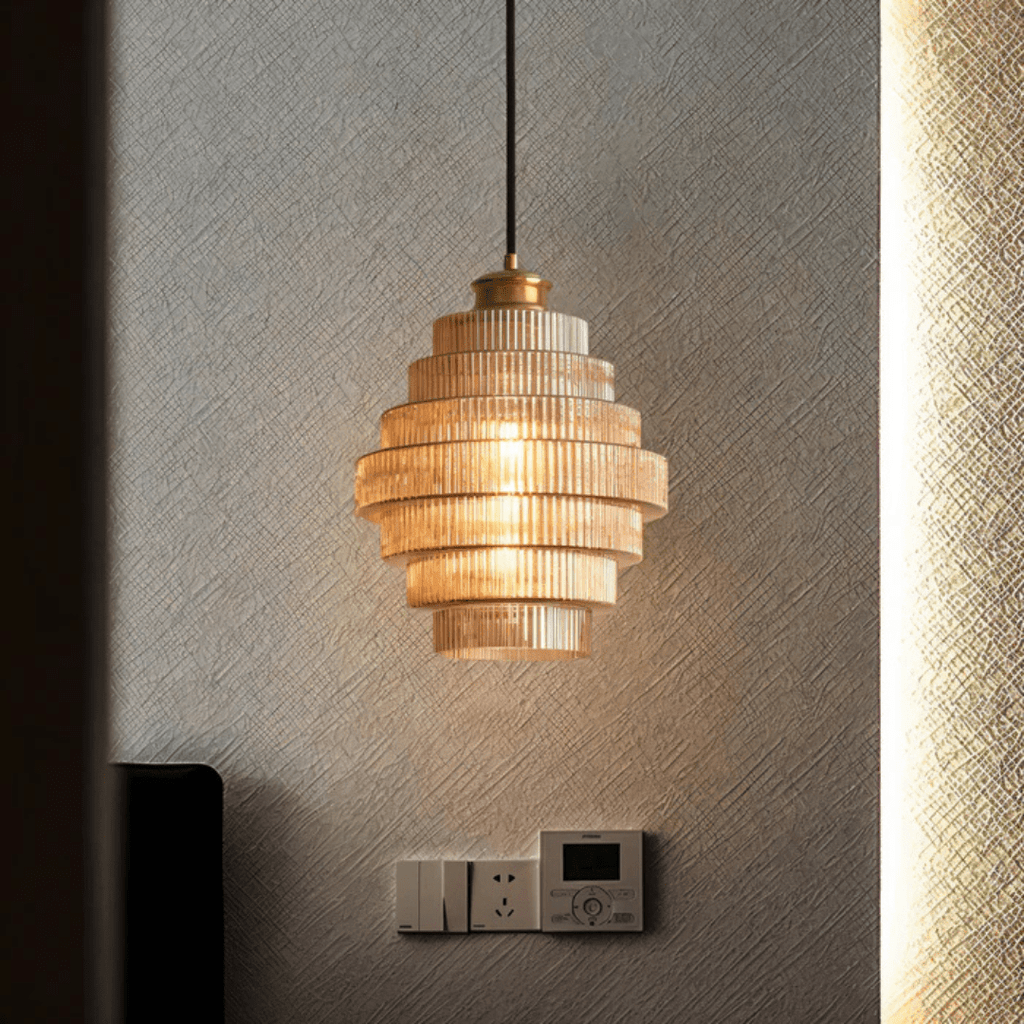 Retro Glass Pendant Light with Layered Shade Design