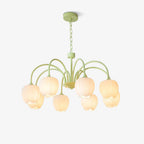 Tulip Glass Chandelier Ceiling Light with White Shades