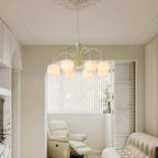 Tulip Glass Chandelier Ceiling Light with White Shades