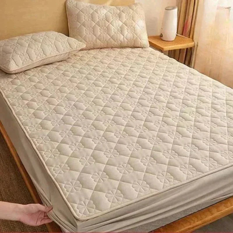 Quilted Mattress Topper Protector with Fitted Skirt for Bed