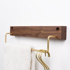 Wooden Towel Rack with Brass Bar for Wall Mounted Storage