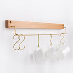 Wooden Towel Rack with Brass Bar for Wall Mounted Storage