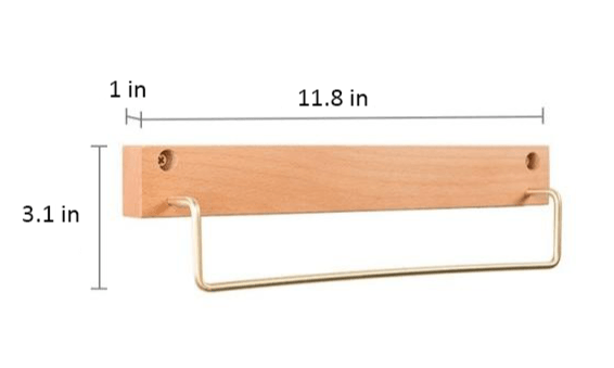 Wooden Towel Rack with Brass Bar for Wall Mounted Storage