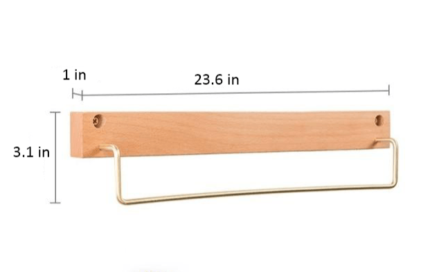 Wooden Towel Rack with Brass Bar for Wall Mounted Storage