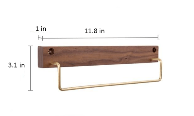 Wooden Towel Rack with Brass Bar for Wall Mounted Storage