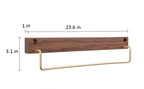 Wooden Towel Rack with Brass Bar for Wall Mounted Storage