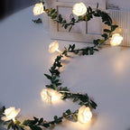 Rose LED String Lights Garland with Floral Vine Decorative Design