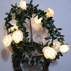 Rose LED String Lights Garland with Floral Vine Decorative Design