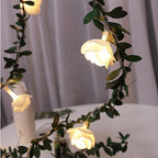 Rose LED String Lights Garland with Floral Vine Decorative Design