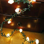Rose LED String Lights Garland with Floral Vine Decorative Design