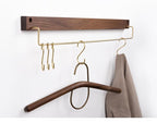 Wooden Towel Rack with Brass Bar for Wall Mounted Storage